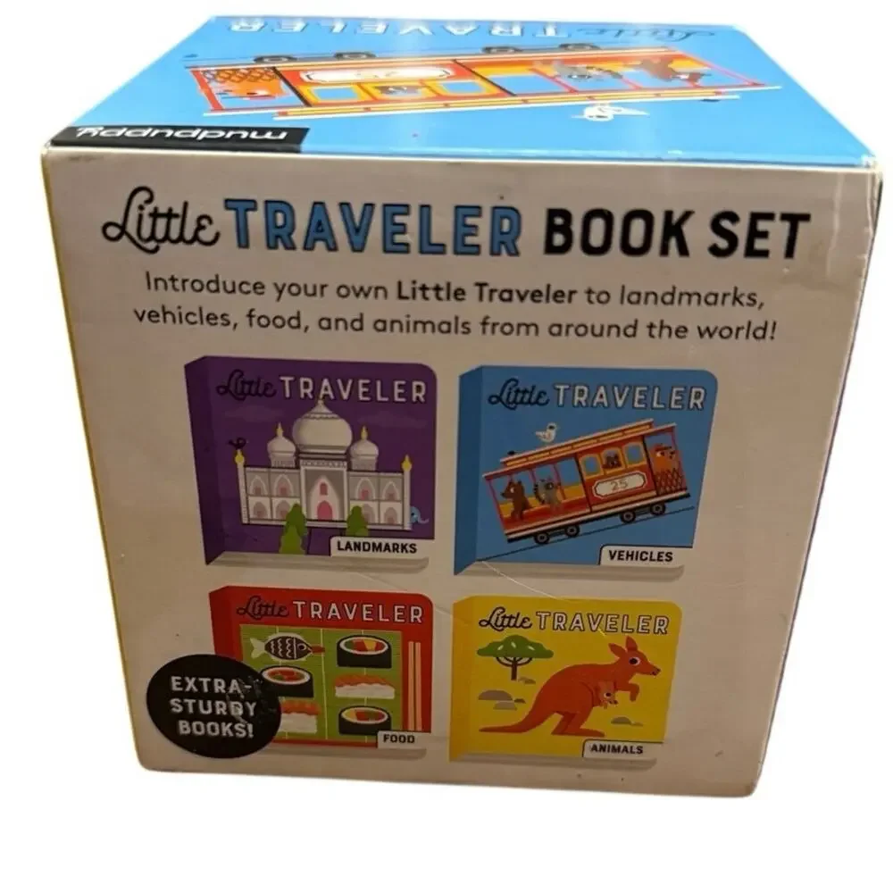 Little Traveler Board Book Set 4 Mini Books Landmarks Food Animals VGUC